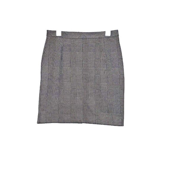 H&M Tan and Black Houndstooth Print Stretch Knee Pencil Skirt Sz 8 - Picture 1 of 7